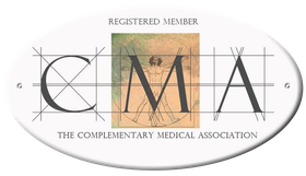 A logo for registered member of the complementary medical association