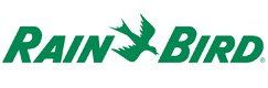 Rain Bird logo in green with a bird silhouette over white background