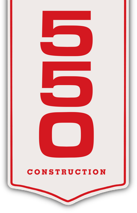 Red and white 550 Construction logo with shield outline