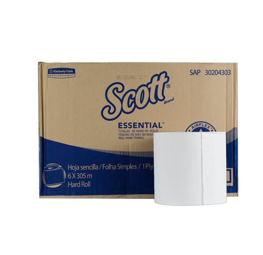 Una caja de toallas de papel duras Scott Essential