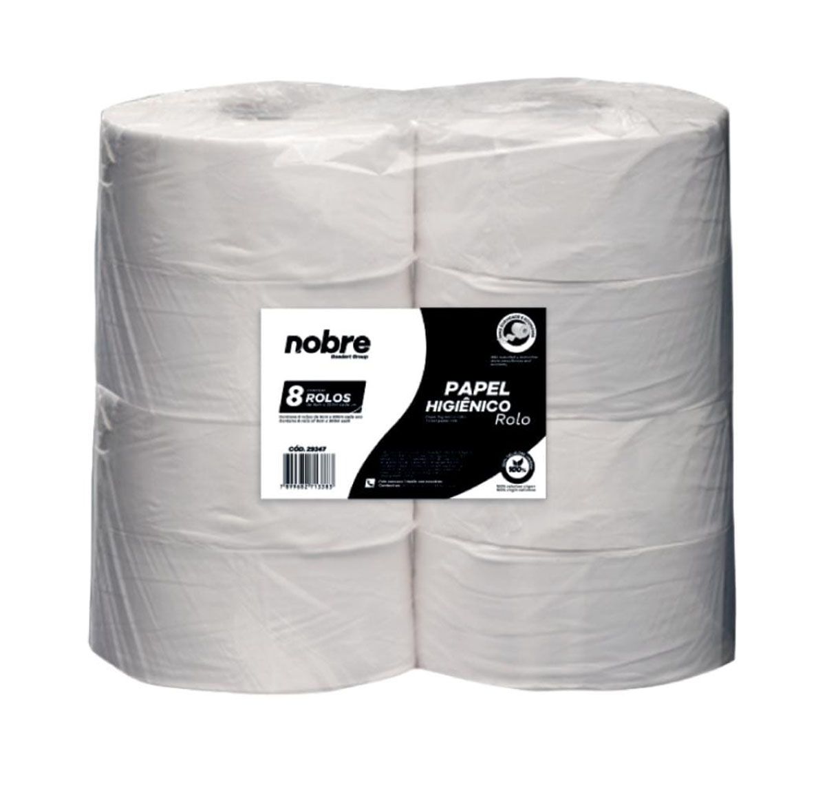 Dos rollos de toallas de papel nobre están apilados uno encima del otro