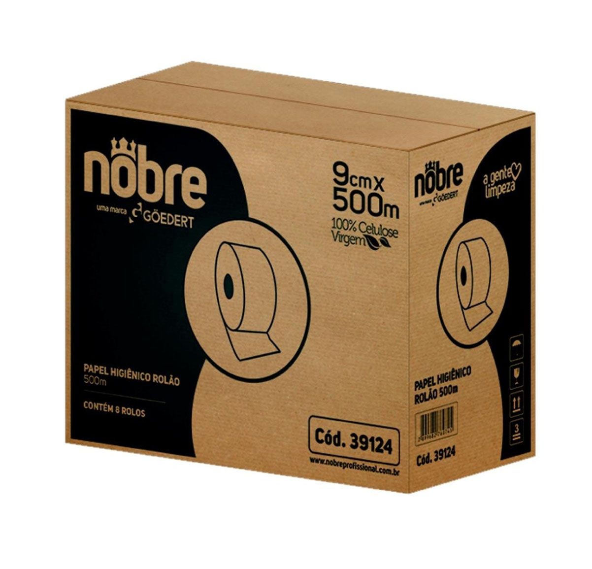 Se muestra una caja de papel higiénico nobre sobre un fondo blanco
