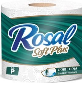 Un rollo de papel higiénico rosal soft plus