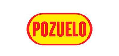 Un logo amarillo y rojo de pozuelo sobre un fondo blanco.