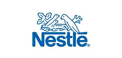 Un logo de Nestlé con un pájaro y un nido sobre un fondo blanco.