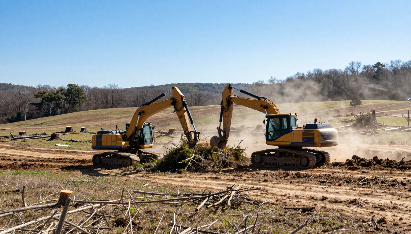 Professional property clearing in progress