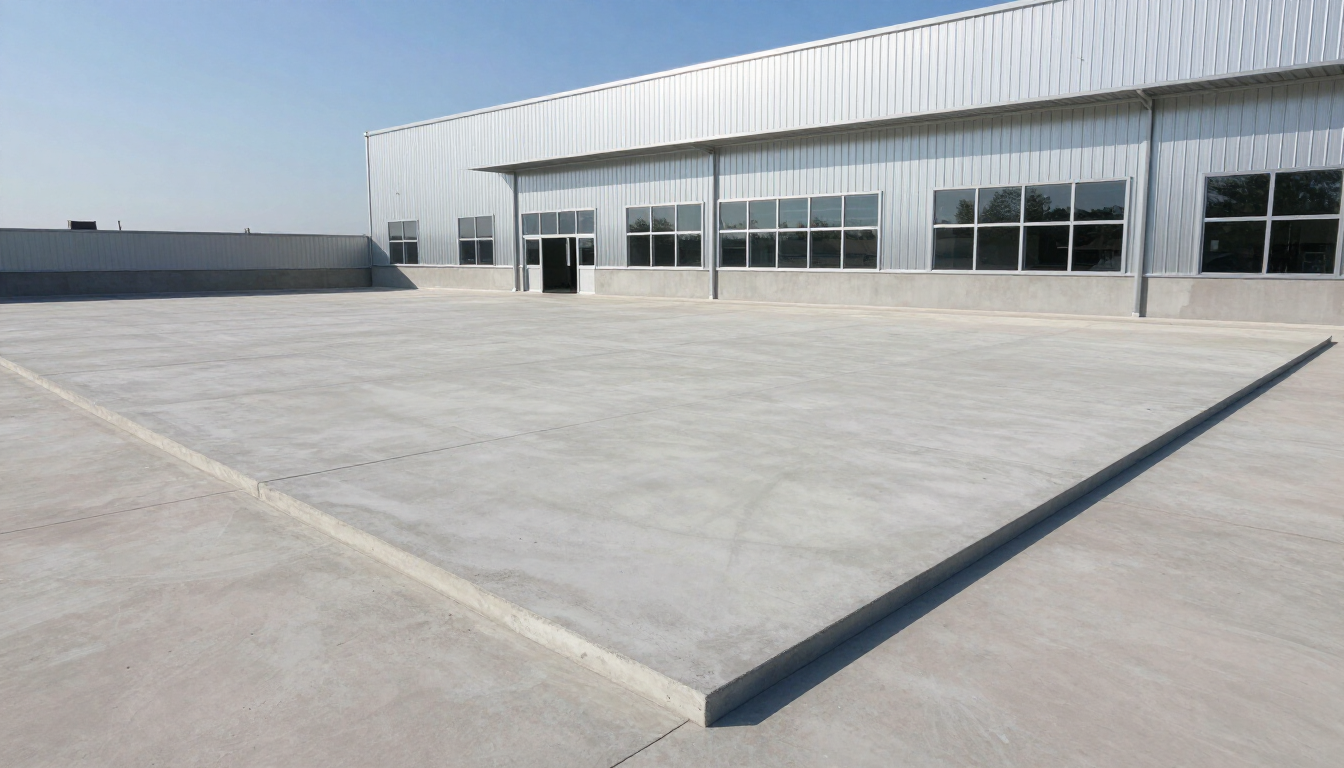 A professional commercial concrete pad and shop building foundation.