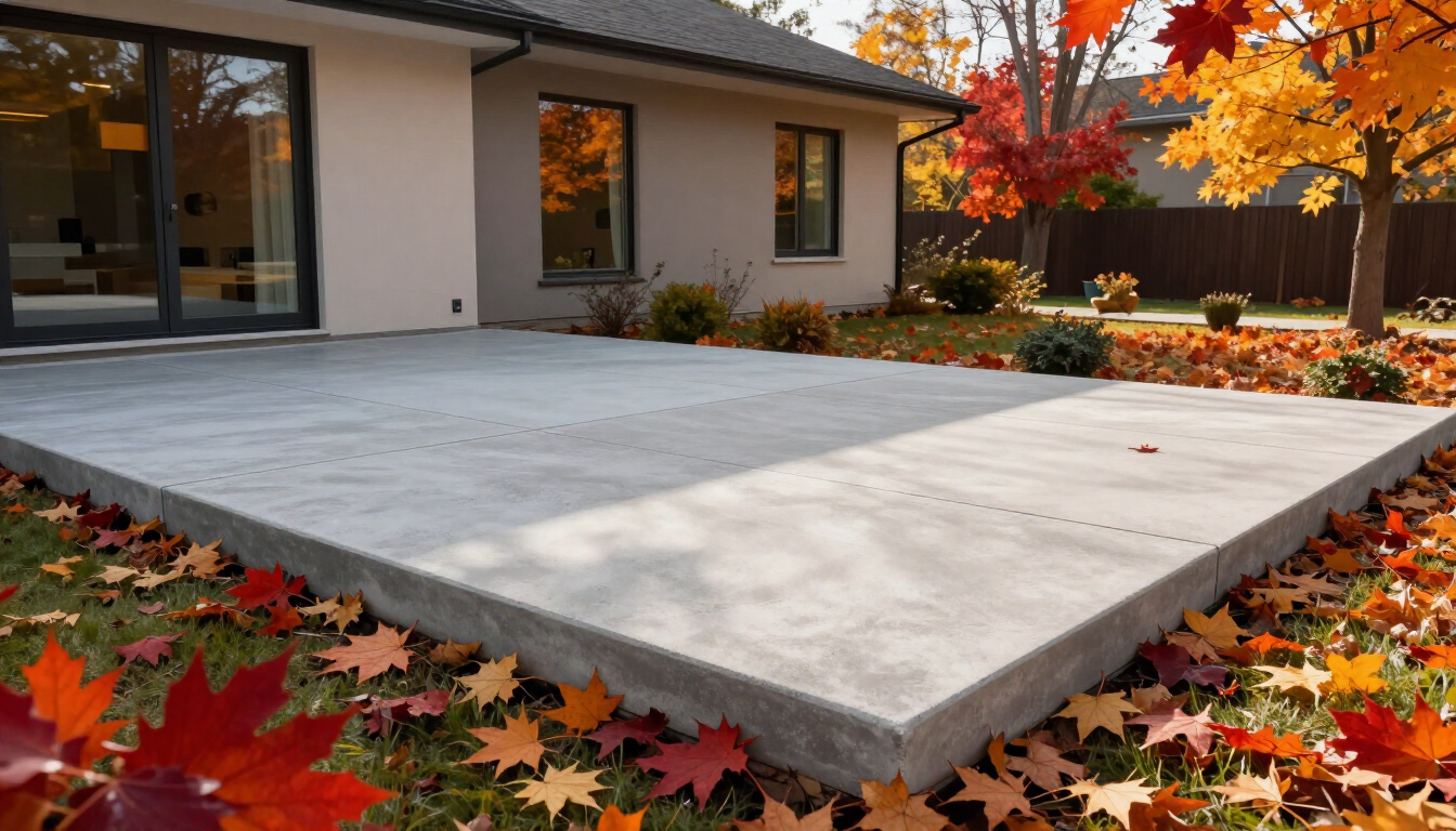 Newly installed concrete patio