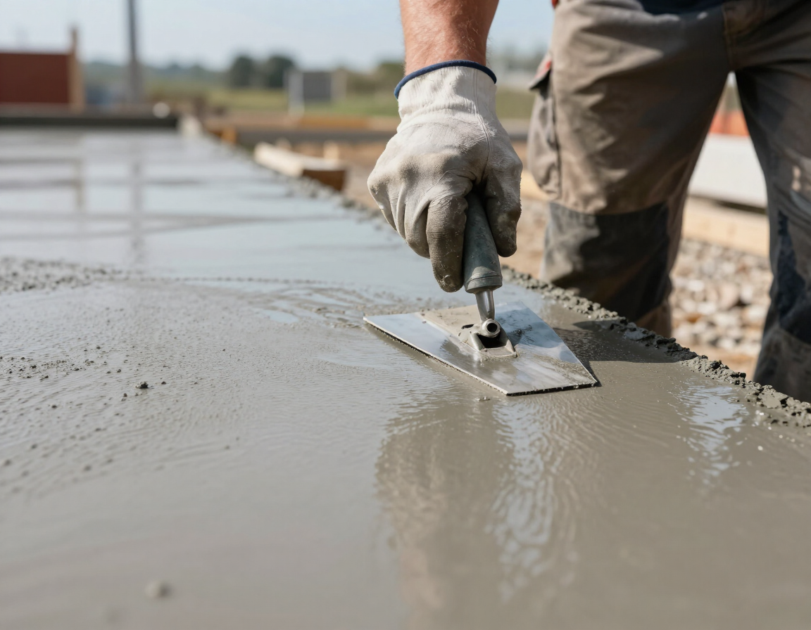 Contractor finishing concrete