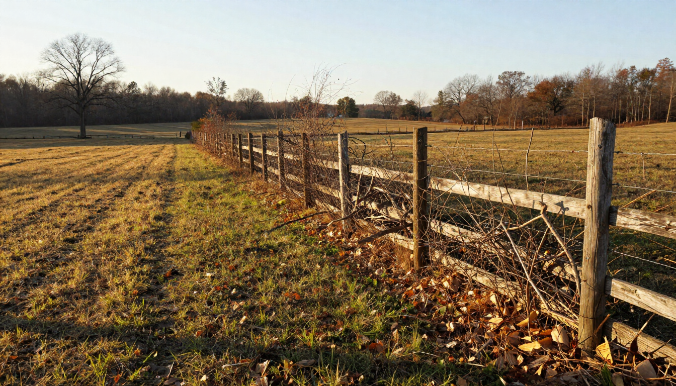 Freshly cleared pasture with mulched brush in West Tennessee
