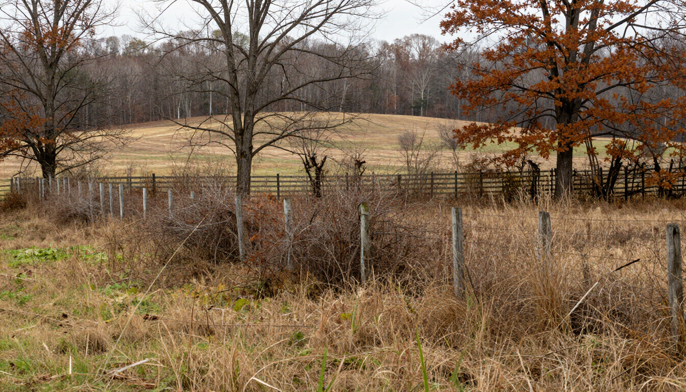 Brushy fence row before pasture clearing