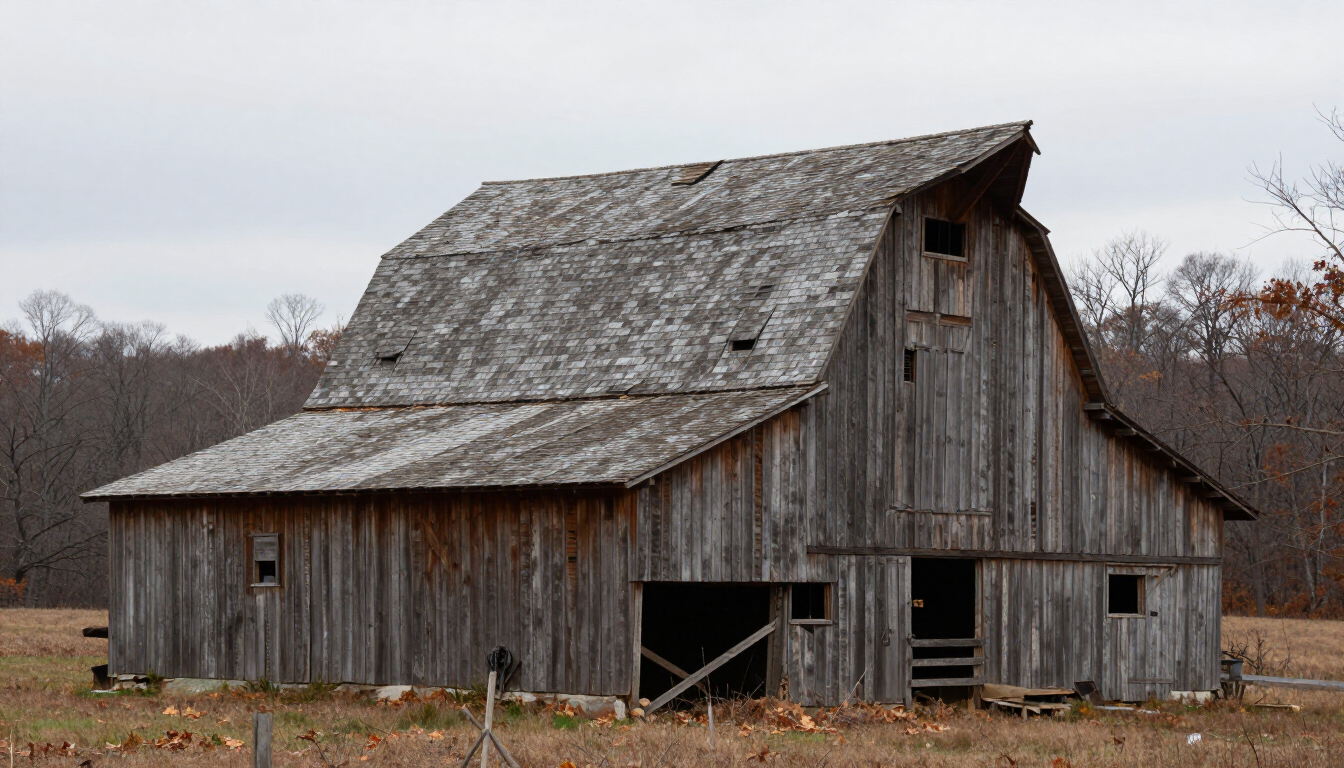 Old barn removal or repair assessment on a rural property
