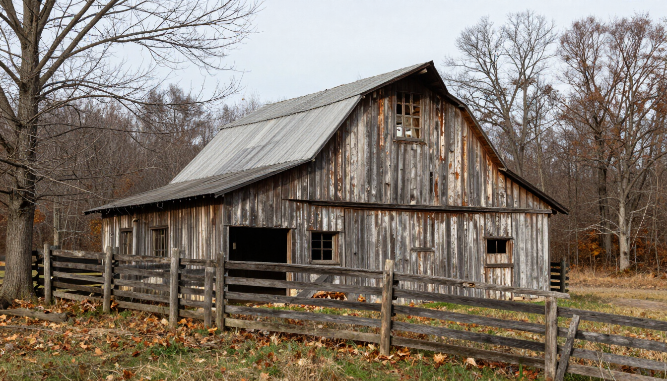 Weathered barn on a rural property