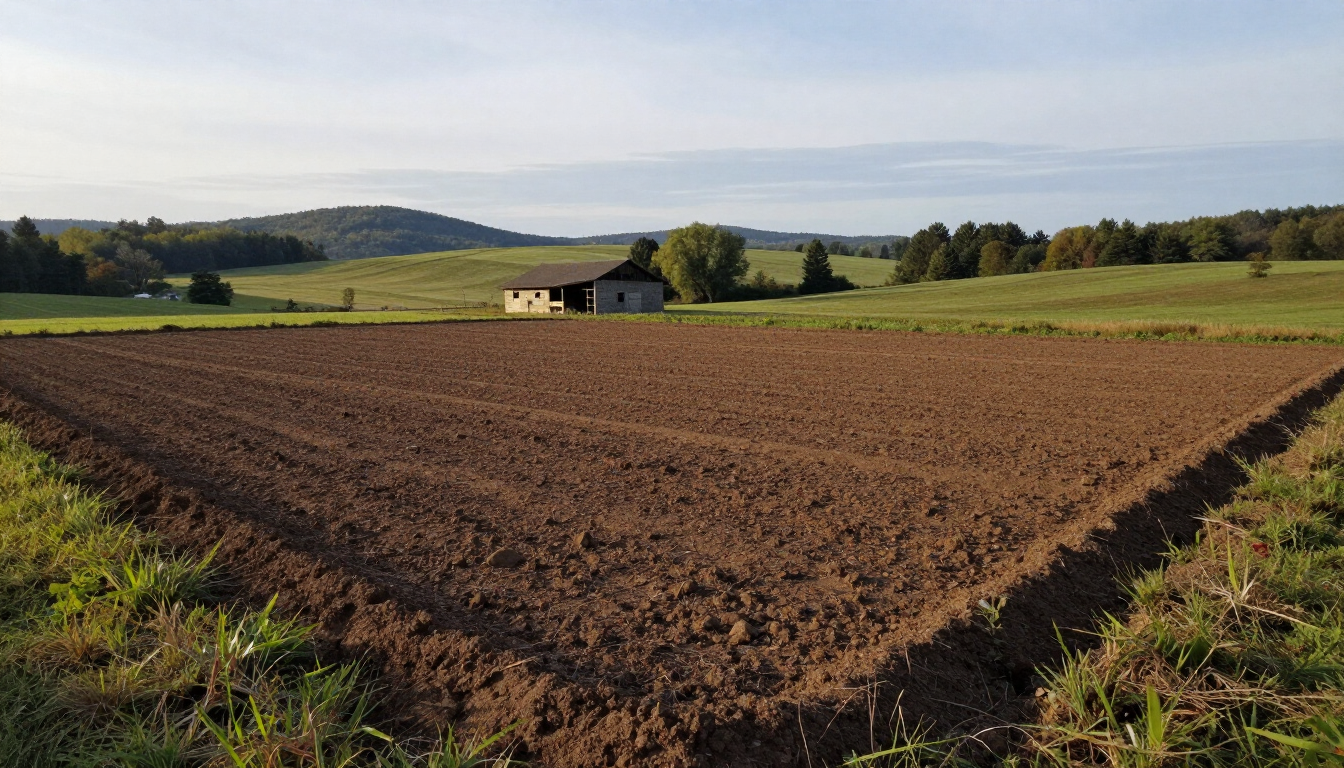 Cleared and leveled rural building site