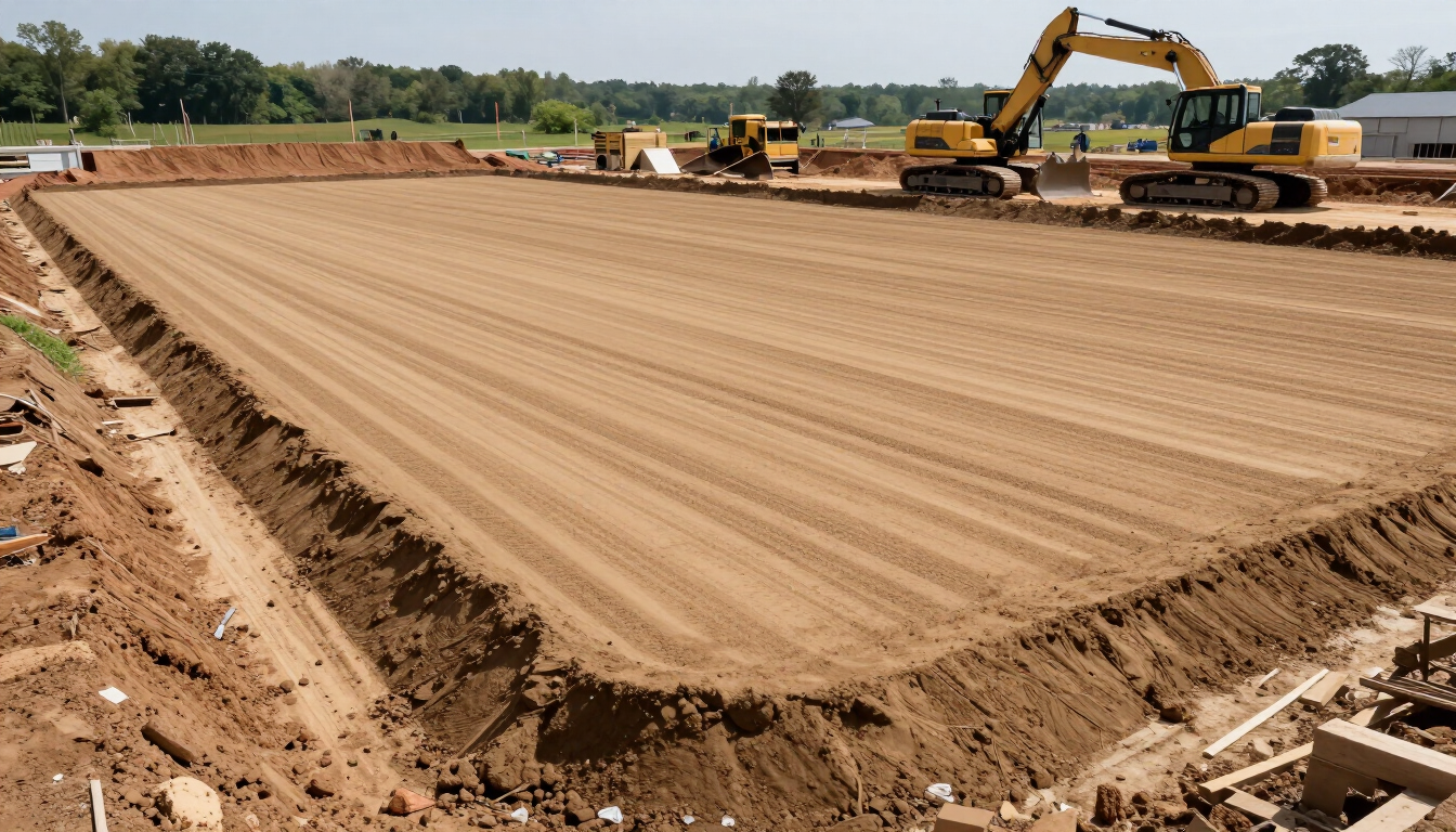 Commercial site work and graded building pad in Jackson TN