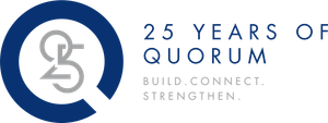 Q2 logo with “25 years of Quorum” and the tagline “Build. Connect. Strengthen.”