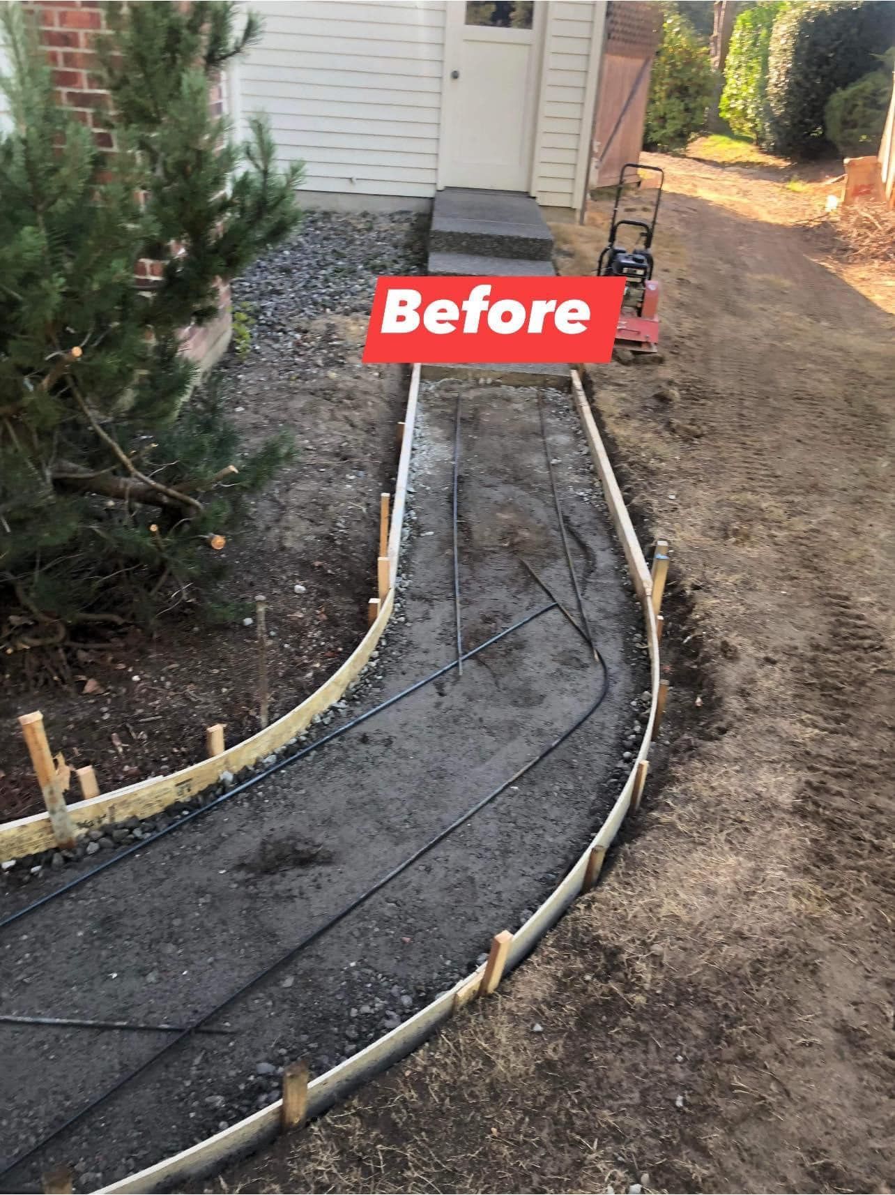 Pathway construction: Forms with rebar, 