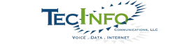 TechInfo logo with blue and green text, stylized swoosh, and small tagline underneath