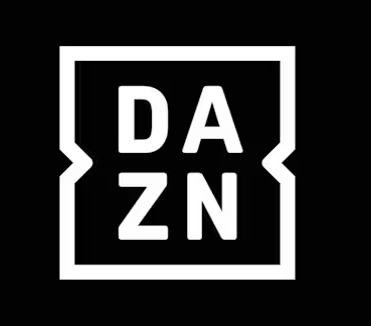 DAZN logo in white on a black square background