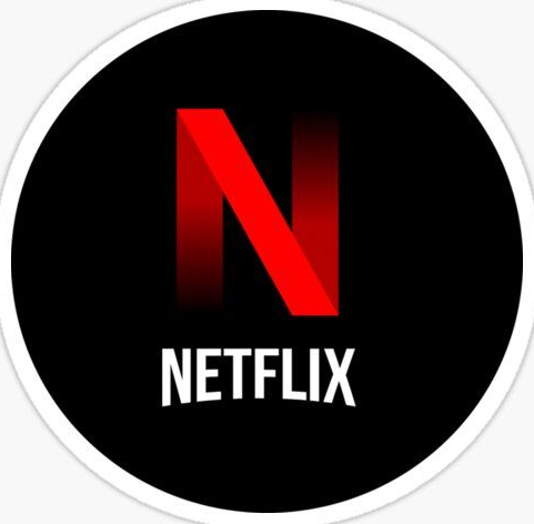 Netflix logo: red N on black circle with white NETFLIX text