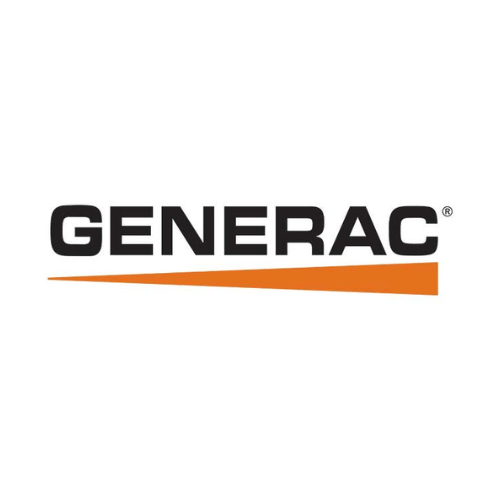 Generac logo with black text and orange underline.