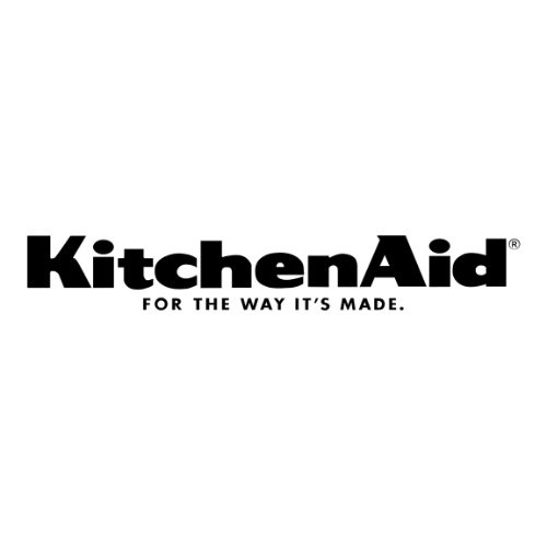 KitchenAid logo: Black bold text on white background with the tagline