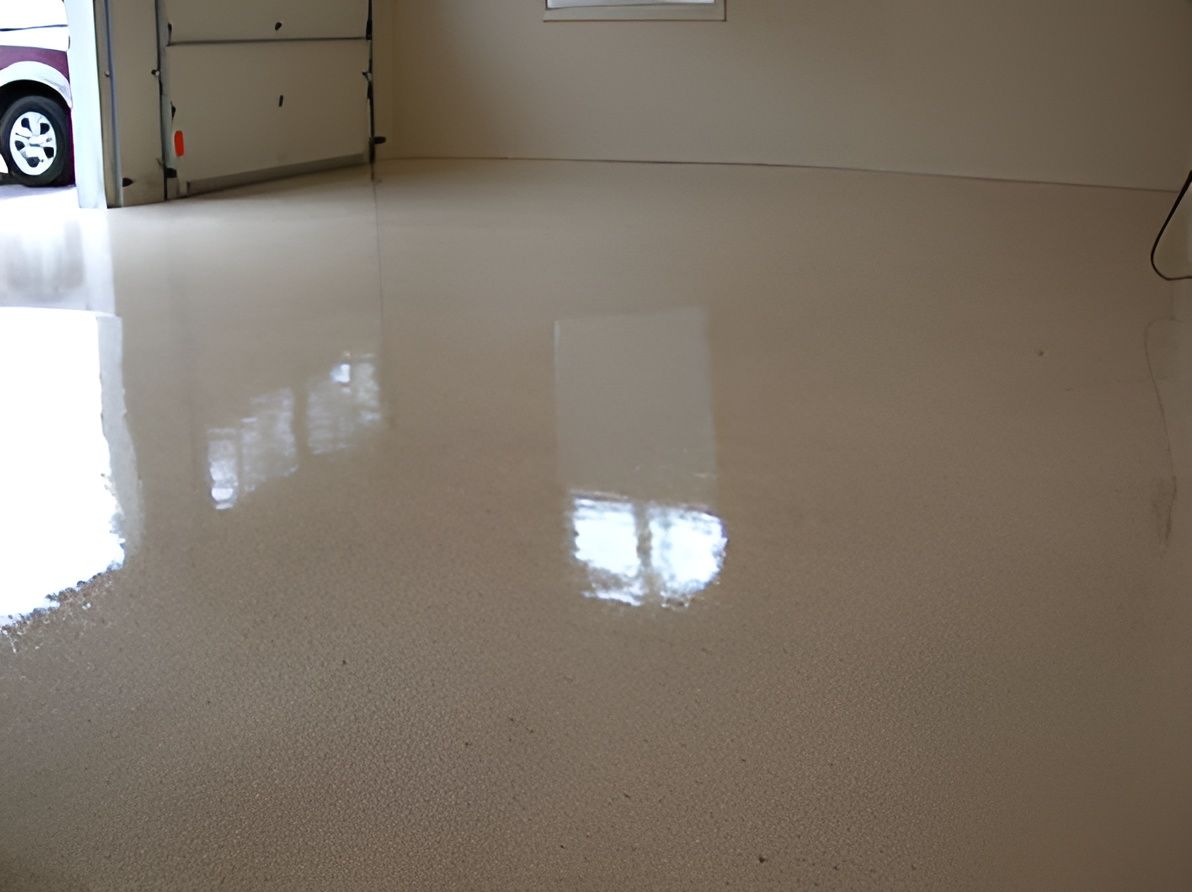 Glossy Beige Floor Reflecting Light in An Empty Room — Mid North Coast Spray Pave in Port Macquarie, NSW