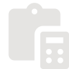 Une icône blanche d'un presse-papiers et d'une calculatrice sur fond blanc.