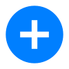 A blue circle with a white plus sign inside of it.