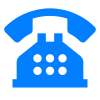 Une icône de téléphone bleu sur fond blanc.