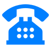 Une icône de téléphone bleu sur fond blanc.