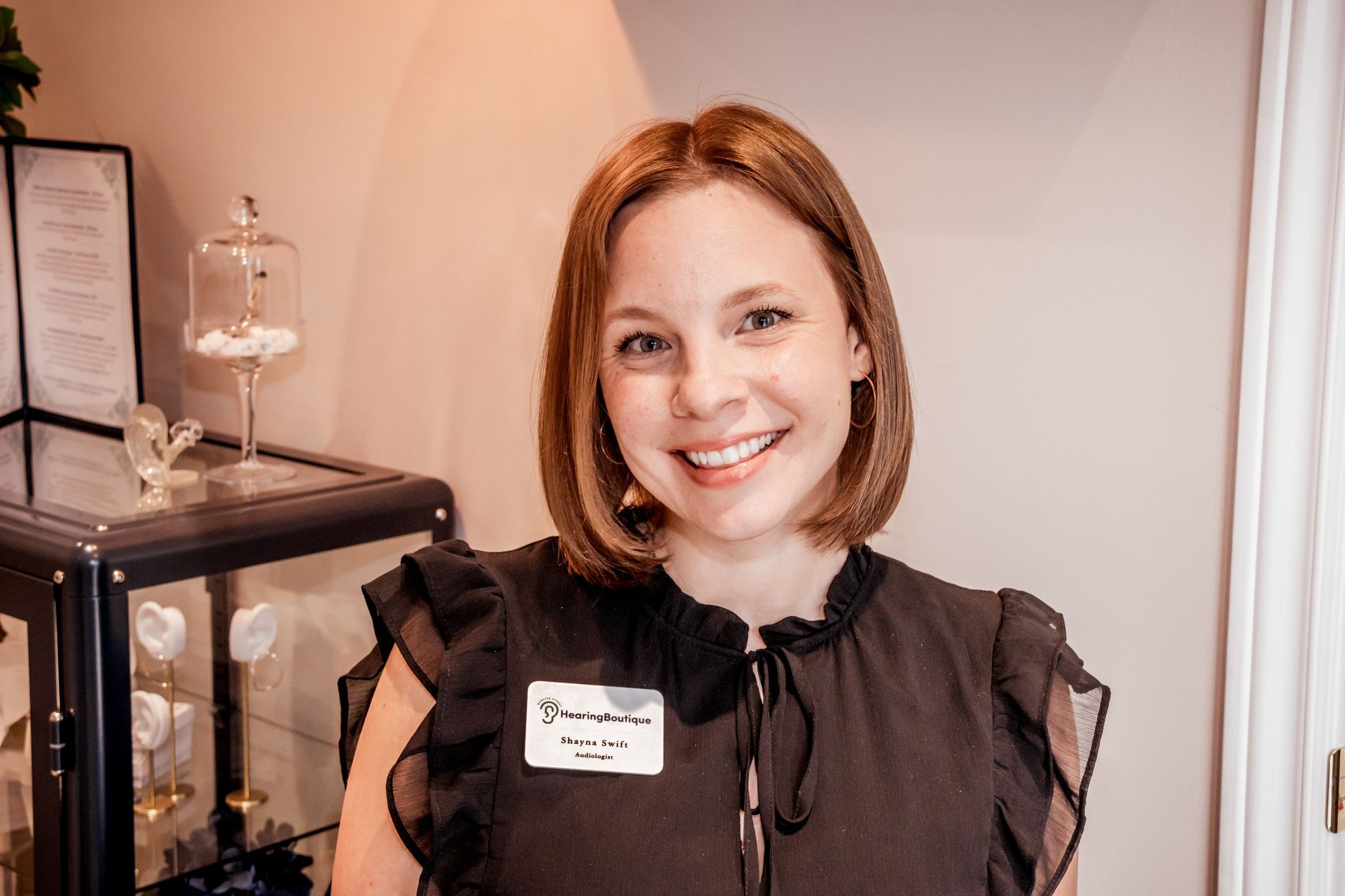 A headshot of Shayna Swift, BA, MSc, Board Certified Audiologist.
