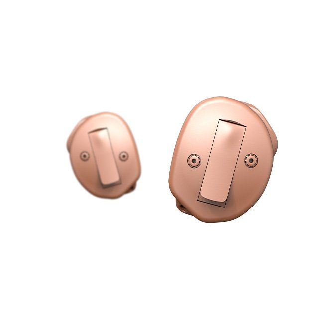 A photo of a in-the-canal hearing aid.