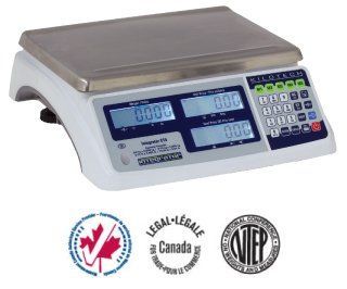 Balance alimentaire numérique avec plateau et clavier en acier inoxydable, homologuée pour le commerce.