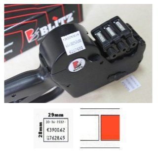 Pistolet étiqueteur Black Blitz avec étiquettes imprimées et gabarit d'étiquette.