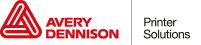 Logo Avery Dennison avec un emblème triangulaire rouge et les mots « Solutions d'impression ».