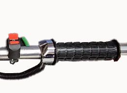 a close up of a motorcycle style twist throttle for trimmers