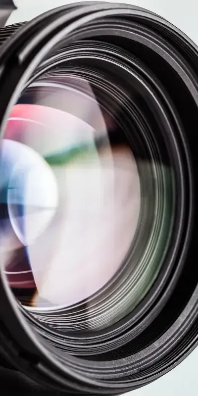 A close up of the lens of a camera.