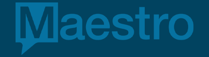 Maestro logo with a speech bubble shape around the "M".