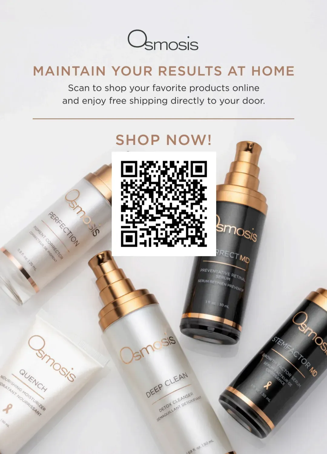 QR code to order Osmosis products through Moderne Beauty