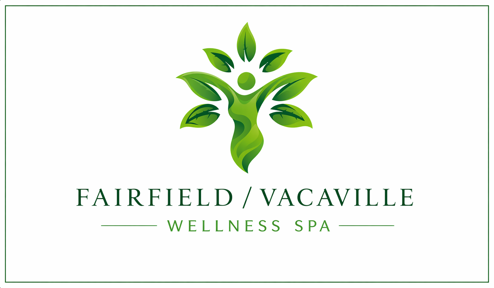 Fairfield/Vacaville Wellness Spa logo with green leaf tree icon on white background