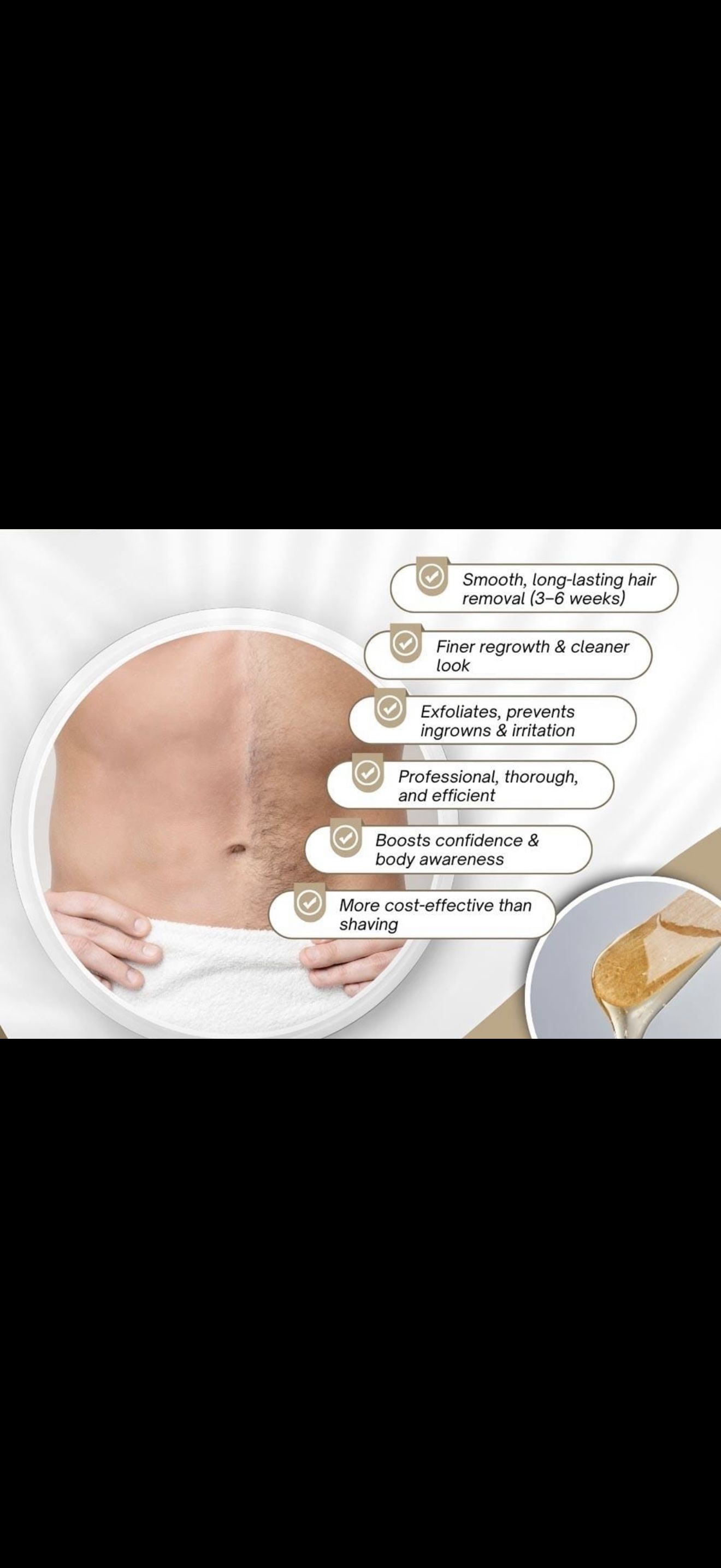 Close-up of a bare back with circular massage cupping marks and a small instruction list overlay.