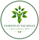 A logo for fairfield wellness spa with flowers around it