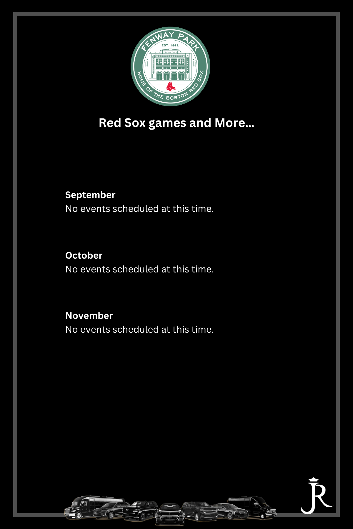Red Sox games and more schedule poster on black background with green logo and white text