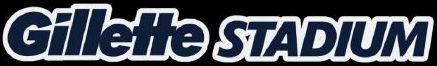 Gillette Stadium logo in blue and white text