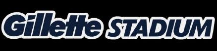 Gillette Stadium logo in blue and white text