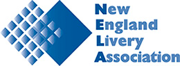 New England Livery Association logo with blue diamond icon and blue text
