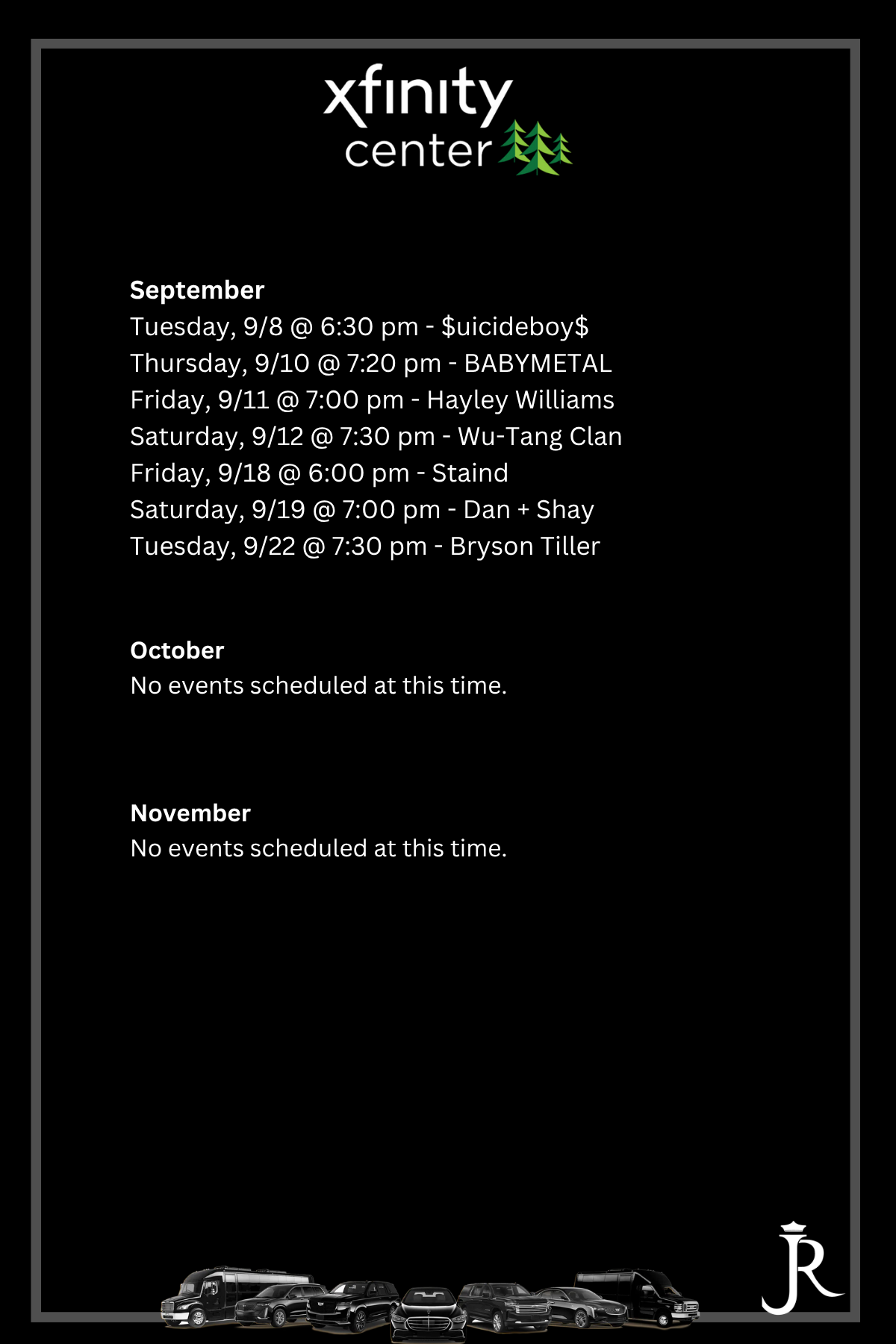 xfinity center events
