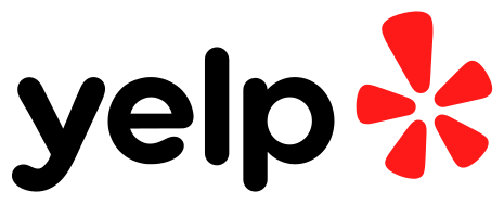 Yelp logo with black text and red burst icon