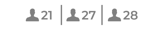 Three gray user icons with counts 21, 27, and 28 separated by vertical lines